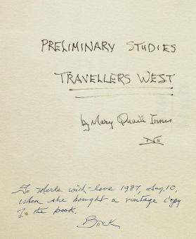 Cover Sheet for "TRAVELLERS WEST"