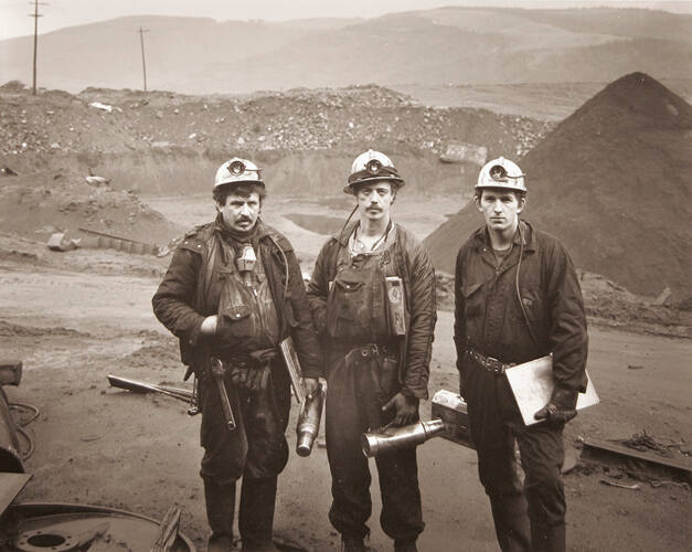 GERARD MCNEIL, LLOYD LEWIS AND NORM JOHNSON, UNDERGROUND FOREMEN, SMOKY RIVER COAL MINE, GRANDE CACHE 1991