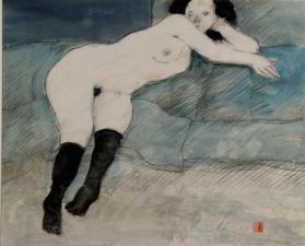 WOMAN WITH BLACK STOCKINGS