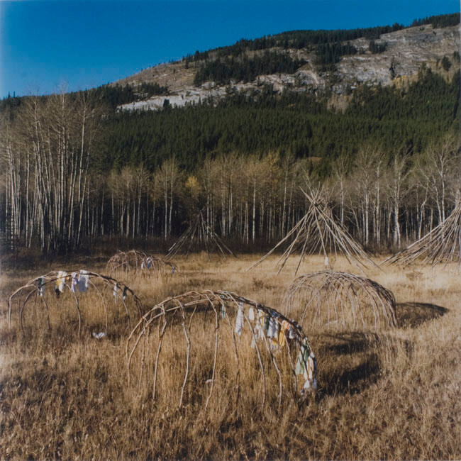 SWEAT FRAMES AND TIPIS, KOOTENAY PLAINS